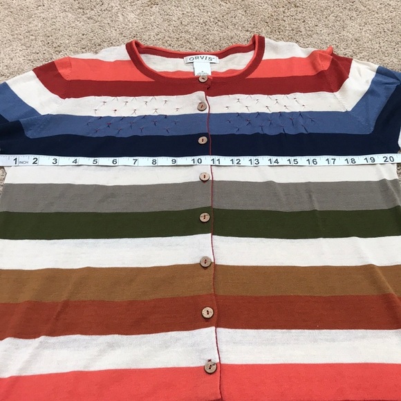 ORVIS size S striped silk blend button up cardigan - Picture 7 of 8